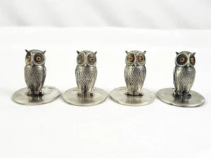 4 tarjeteros antiguos de plata esterlina con menú de búho Sampson Mordan Co Chester - Imagen 1 de 8