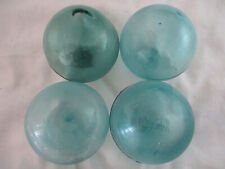 4 VINTAGE Tri-Mold Glass Floats with Special Marks Alaska BeachCombed