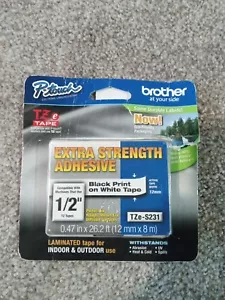 Genuine Brother TZe-231, 1/2" Black on White P-Touch TZ tape Open Box NEW - Picture 1 of 4