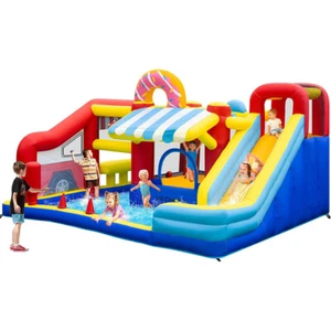 Inflatable Bounce House Bouncer for Kids w/ Toy Market Stand & Slide 450W Blower - Picture 1 of 8