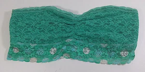Aerie Womens Bralette Medium Green Floral Lace Bandeau Sweetheart Neck Strapless - Picture 1 of 4