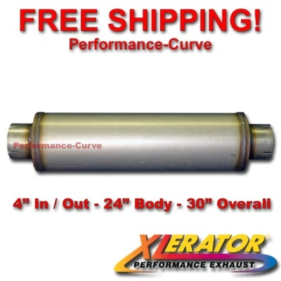 Xlerator 4" Stainless Steel Performance Hi-Flow Diesel Muffler 24" Body - XS2772 - Image 1 of 3