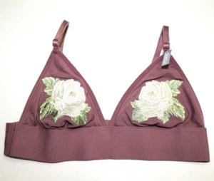 Victoria's Secret PINK Embroidered Triangle Bralette Bra Size XS Cocoa - Picture 1 of 5