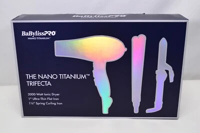 NEW BaByliss Pro Nano Titanium Trifecta Dryer Flat Iron & Curling Iron BNTPP49 - Image 1 of 4