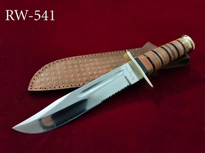 Тактическая кожаная боевая/военная ручка 12,4 дюйма для базового лагеря в стиле Ka-Bar RW-541 - Изображение 1 из 4