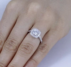 Anillo de compromiso de plata esterlina 925 cz Halo banda de boda para mujer talla 2,5-15 SA52E - Imagen 1 de 5