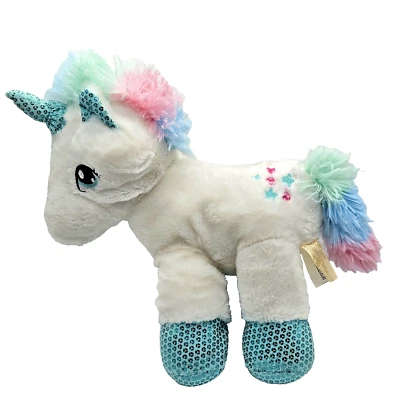 13" Dan Dee Unicorn Plush Stuffed Animal Sparkles Blue Pink Embroidered Stars - Image 1 of 4