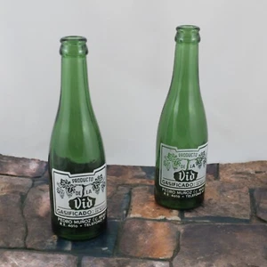 Antike 2 Flaschen GASEOSA Glas Grün PRODUKT DER VID Pedro Muñoz VINTAGE - Bild 1 von 5