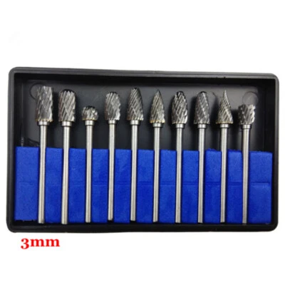 10x Tungsten Carbide Cutter Rotary Burr Set 1/8 Shank Drill Bits Die Grinder Bit - Image 1 of 4