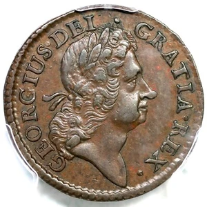 1723 M 4.43-Gc.21 R-5 PCGS AU 53 Wood's Hibernia Halfpenny Colonial Copper - Picture 1 of 3
