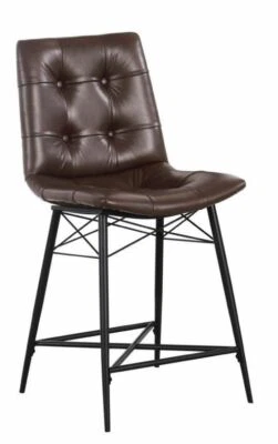 Taburetes tapizados de altura de mostrador acolchado marrón (juego de 2) Foto 1 de 3