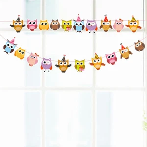 2 Pcs Owl Pull Flower Child Baby Children Banners Hanging Decoration - Picture 1 of 11