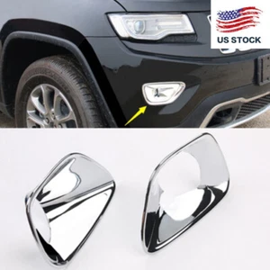 For Jeep Grand Cherokee 2014 2015 Fog Light Cover Lamp Bezel Chrome Molding Trim - Picture 1 of 7