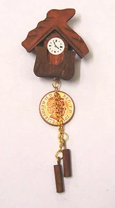 Dolls House Cuckoo Clock Brown Wooden Wall 1:12 Scale Miniature 196 tumdee - Picture 1 of 7