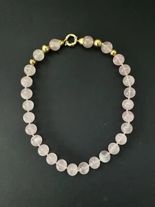 Collana Quarzo Rosa Argento 925 Vintage - Foto 1 di 4