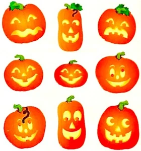**VINTAGE** Pegatinas Kromekote HALLOWEEN JACK-O-LANTERN, CALABAZA Sandylion - Imagen 1 de 1