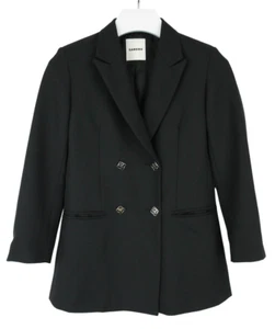SANDRO Blazer Women's (EU) 36 Double Breasted Peak Lapel Wool Blend Black - Picture 1 of 11