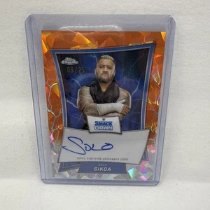 Solo Sikoa Blue Brand Auto Refractor Orange /25 2025 Topps Chrome Sapphire WWE - Picture 1 of 2