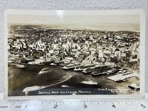 Vintage Photo Postcard Seattle Washington Harbor & Cascade Mountains Aerial - Picture 1 of 3