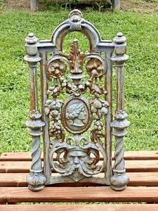 Sedia da patio vintage ornata inglese in ghisa parte schienale arredo giardino classico - Foto 1 di 21