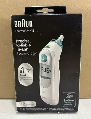 Termómetro Braun ThermoScan 5 oídos, termómetro indicador de estabilidad ExacTemp Foto 1 de 2