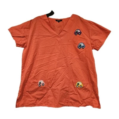 XL Scrub SET Just Love Embroidered Shirt and Pants Frogs in Cars Perfect Cond. - Image 1 of 4