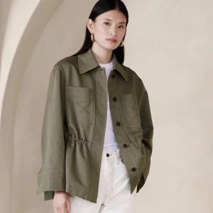 Banana Republic Womens Lucia Utility Field Anorak Jacket Cotton Linen Sz XS - Picture 1 of 10