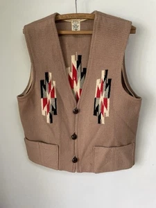 VTG Ortega Chimayo Hand Woven 100% Wool Aztec Unisex Vest - Picture 1 of 9