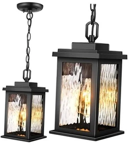 Outdoor Pendant Light Fixtures, Black Outdoor Ceiling Lights for Porch with - Picture 1 of 8