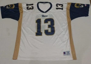 Vintage Kurt Warner #13 CHAMPION St. Louis Rams White NFL Jersey Adult Size 48 - Picture 1 of 8