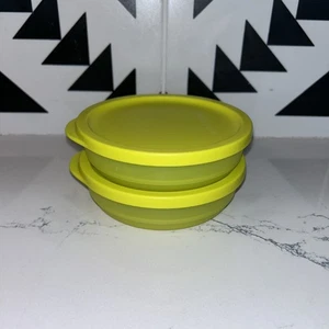 Tupperware 8032A ~ Set of 2 Neon Yellow 3/4 Cup Containers - Picture 1 of 6