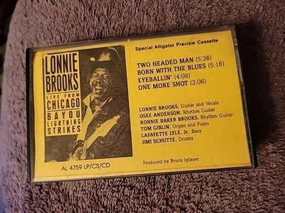 LONNIE BROOKS Live Chicago BAYOU LIGHTNING Cassette PROMO 1988 Alligator Records - Image 1 of 4