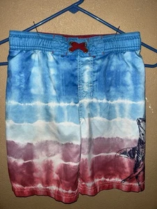 Swimming Trunks Boys Cat & Jack Size Boys (6) Red White Blue Shark - Picture 1 of 3