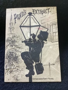Victorian Trade Card Pond's Extract Co NY Lamplighter Street Light 4 x 2.5 - Picture 1 of 2