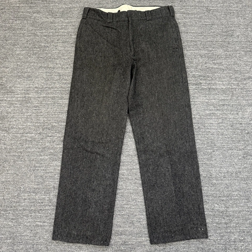 L.L Bean Freeport Wool Dress Pants Men 32x30 Gray Herringbone Made USA Vintage - Image 1 of 4