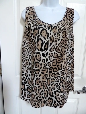 CHICO'S Sz 1 = Med. Двусторонняя блузка без рукавов пуловер гепард/черное животное - Изображение 1 из 4