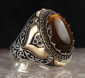 Natural Precious Stone 925 Sterling Silver Men's Jewelry Ring Handmade Jewelry. - Picture 1 of 3