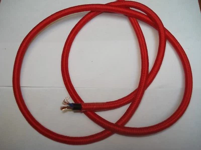 fil électrique câble rond gainé textile ROUGE (lot de 1,5 m) 2 x 0,75 mm2  - Photo 1/2