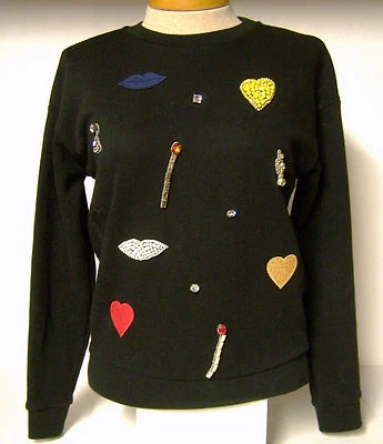 Sudadera Stella McCartney Icónica Negra Embellecida Corazón Labios Talla XS/36 Foto 1 de 4