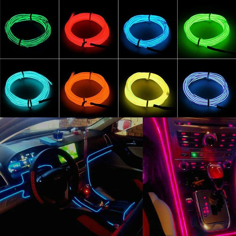 EL Wire Neon Glow String Strip Light Rope Controller Car Decor Dance Xmas Party - Image 1 of 4