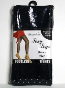 Eros Womens Navy Blue Tights Rhinestone Trim Footless Medium *Mislabeled Queen* - Picture 1 of 2