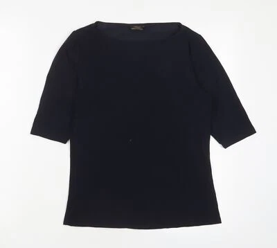 Camiseta básica de poliamida negra para mujer Marks and Spencer talla 10 cuello barco Foto 1 de 4