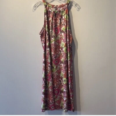 Vestido Charter Club Talla XL Estampado Floral Paisley Rosa Blanco Funda Sin Mangas  Foto 1 de 4