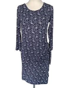 Adini 100% viscose jersey dress lined 3/4 sleeves crew neck side sash Size S - Picture 1 of 2