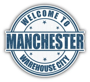 Manchester City England Grunge Travel Stamp Car Bumper Sticker Decal 5" x 4" - Picture 1 of 1