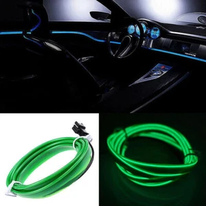Green Neon LED Car Interior Lighting Strip EL Wire Rope Flexible Tube Lighter - Picture 1 of 7