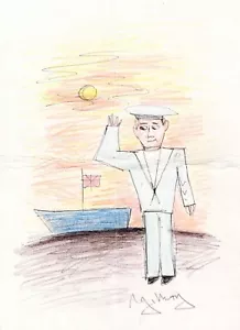 Reg Kray disegno marinaio originale - Foto 1 di 4