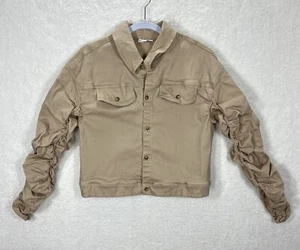 Bar III Jacket Womens Medium Beige Adjustable Scrunch Long Sleeve Button Pocket - Picture 1 of 7