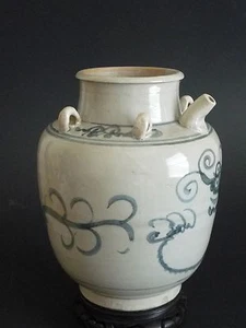 Ming Dynastie blau und weiß Drachen Muster Topf 明代青花龍紋�系罐 - Bild 1 von 12