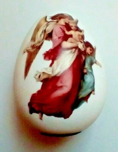 Vintage Guardian Angel Holding Children Sachet Egg Velvet Bottom Holiday Gift - Picture 1 of 5